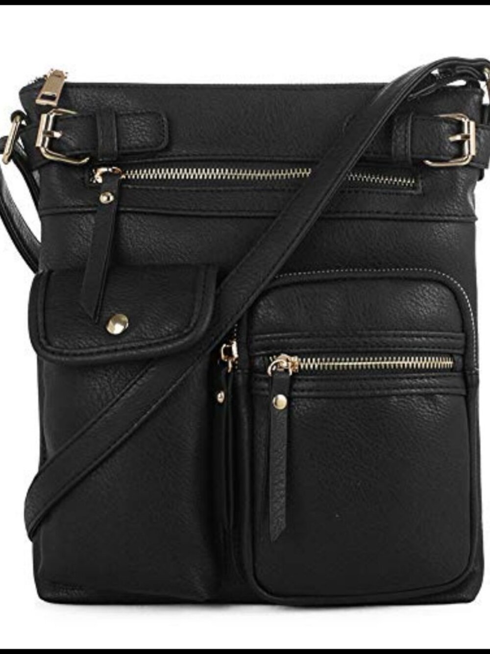 SG SUGU Medium Crossbody Bag Vegan Faux Leather Multi Pocket Shoulder Purse